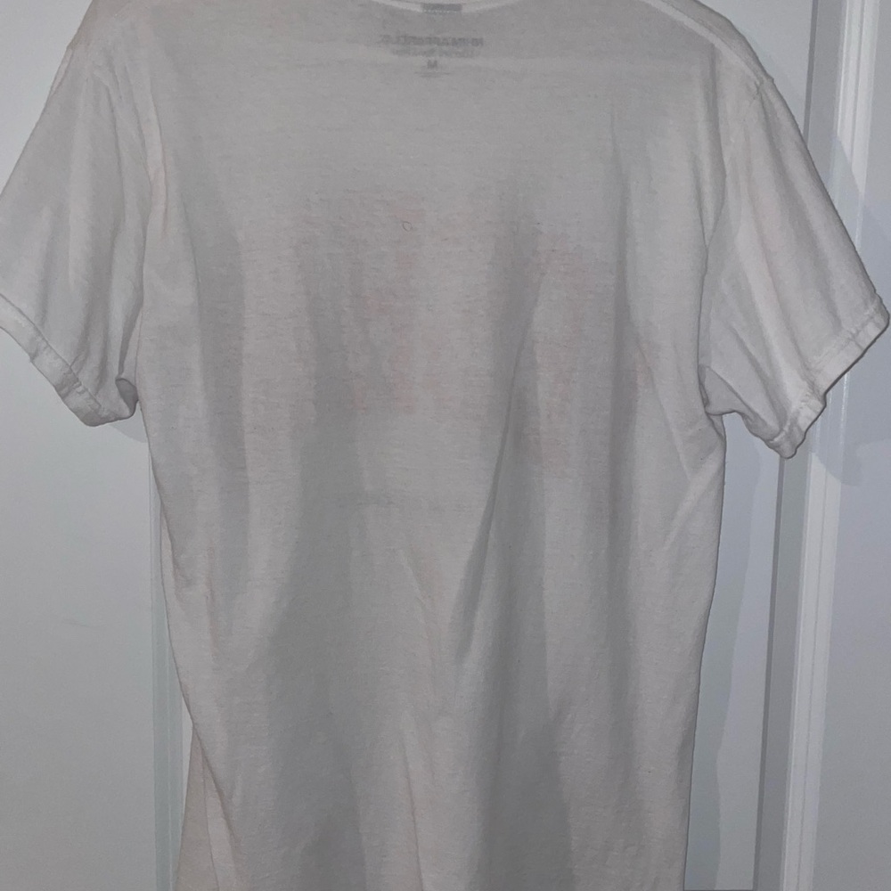 White Graphic Tee w Orange lettering - Picture 2 of 2